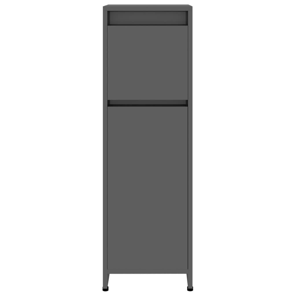 Bathroom Cabinet High Gloss Grey 30x30x95 cm Chipboard